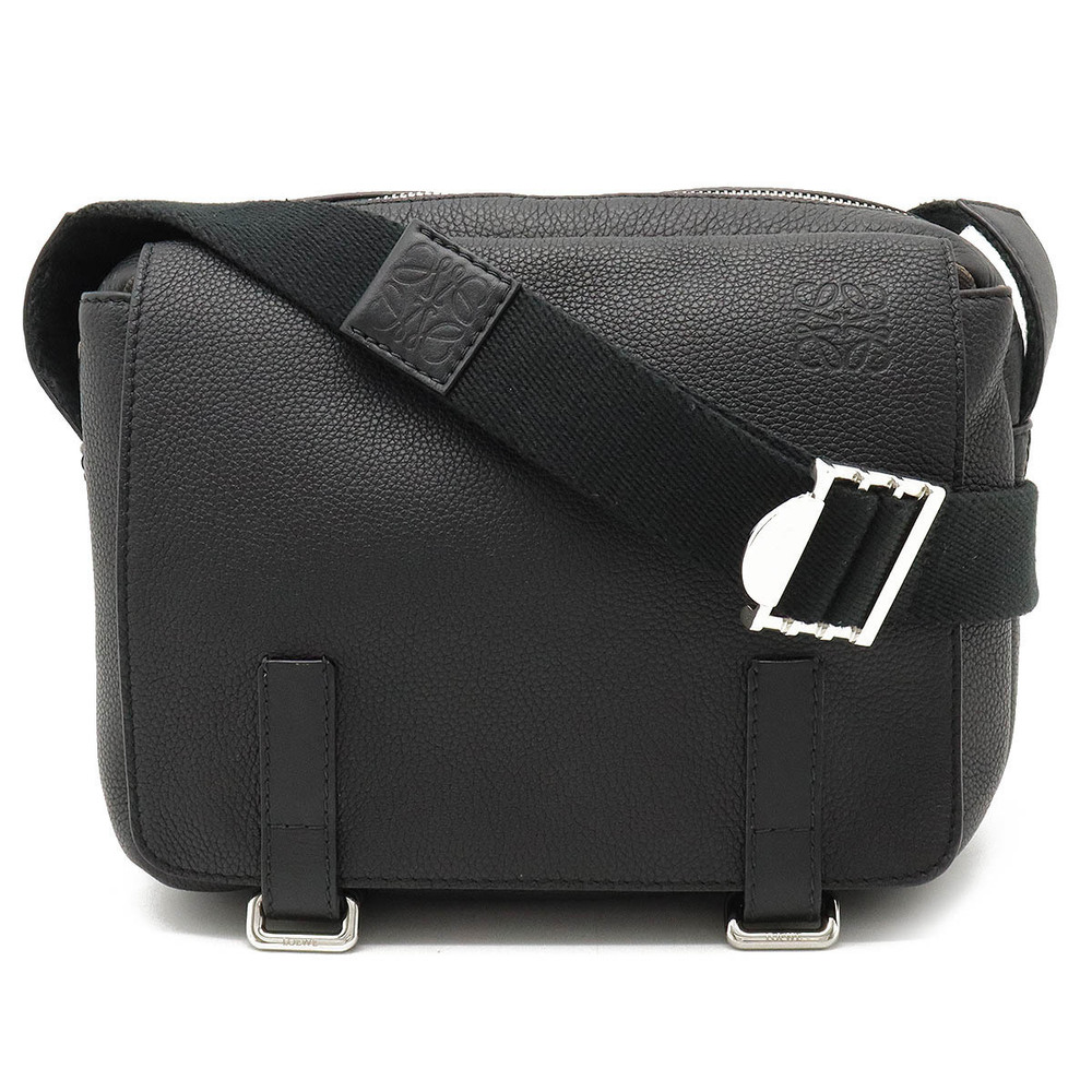 Loewe Anagram Military Messenger Bag Crossbody Leather Black